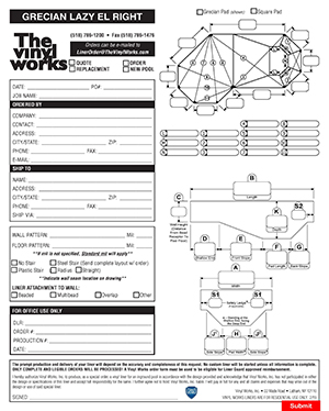 Grecian Lazy EL Right Liner Order Form