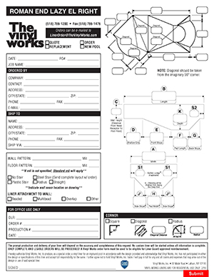 Roman End Lazy EL Right Liner Order Form